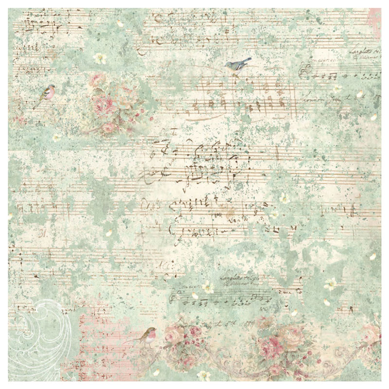 Рисовая салфетка для декупажа Музыка, розы и птицы Stamperia DFT330